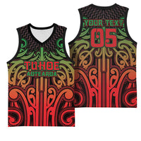 Custom Aotearoa Tuhoe Basketball Jersey Maori Tribal Pattern Mix Poutama