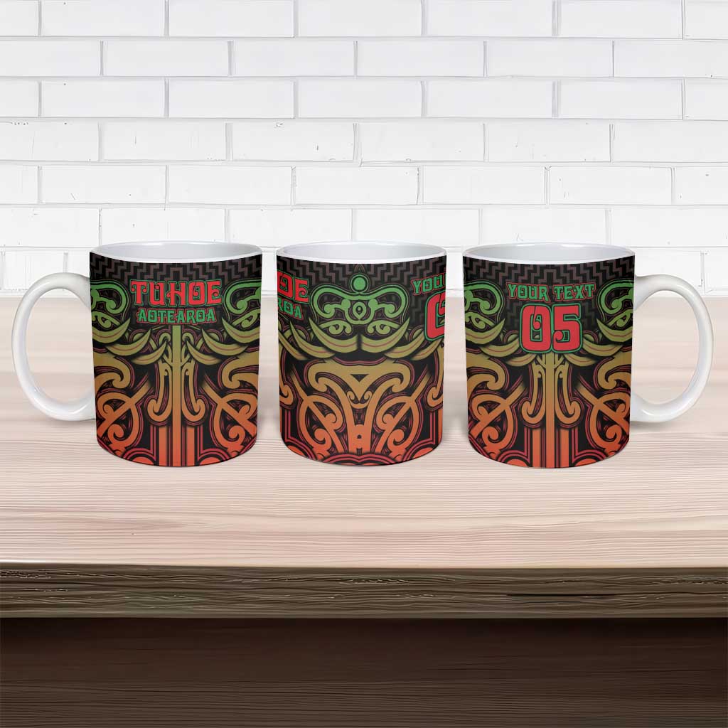 Custom Aotearoa Tuhoe Ceramic Mug Maori Tribal Pattern Mix Poutama