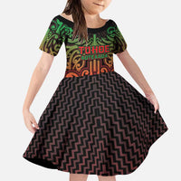 Custom Aotearoa Tuhoe Family Matching Mermaid Dress and Hawaiian Shirt Maori Tribal Pattern Mix Poutama