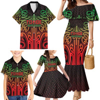 Custom Aotearoa Tuhoe Family Matching Mermaid Dress and Hawaiian Shirt Maori Tribal Pattern Mix Poutama