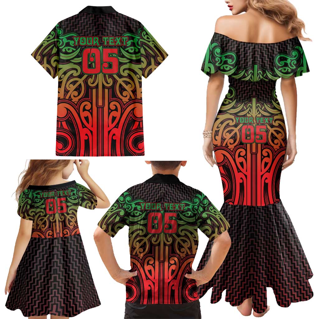 Custom Aotearoa Tuhoe Family Matching Mermaid Dress and Hawaiian Shirt Maori Tribal Pattern Mix Poutama