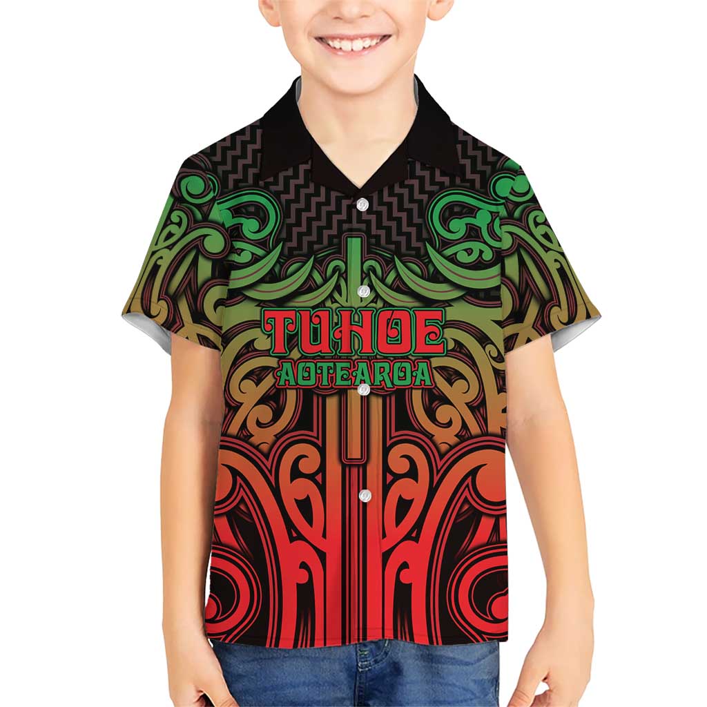 Custom Aotearoa Tuhoe Family Matching Puletasi and Hawaiian Shirt Maori Tribal Pattern Mix Poutama