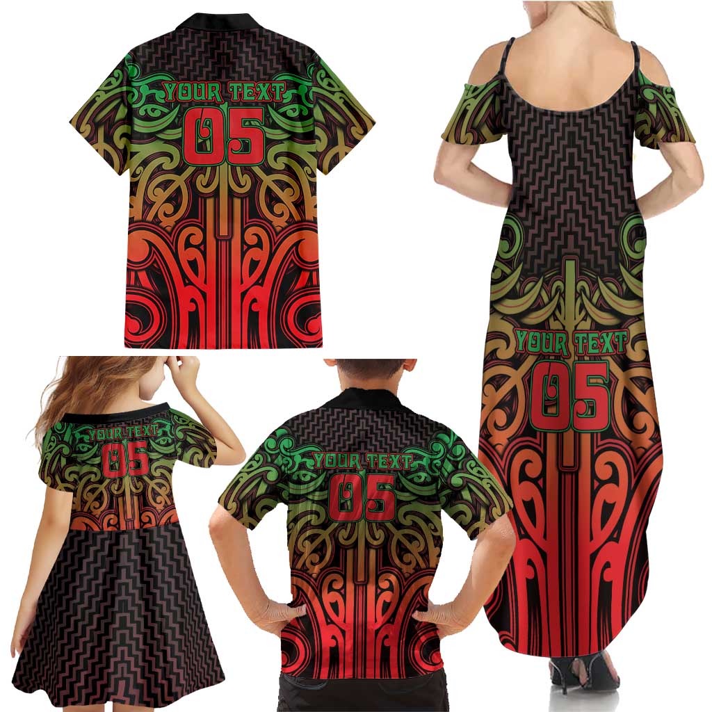 Custom Aotearoa Tuhoe Family Matching Summer Maxi Dress and Hawaiian Shirt Maori Tribal Pattern Mix Poutama