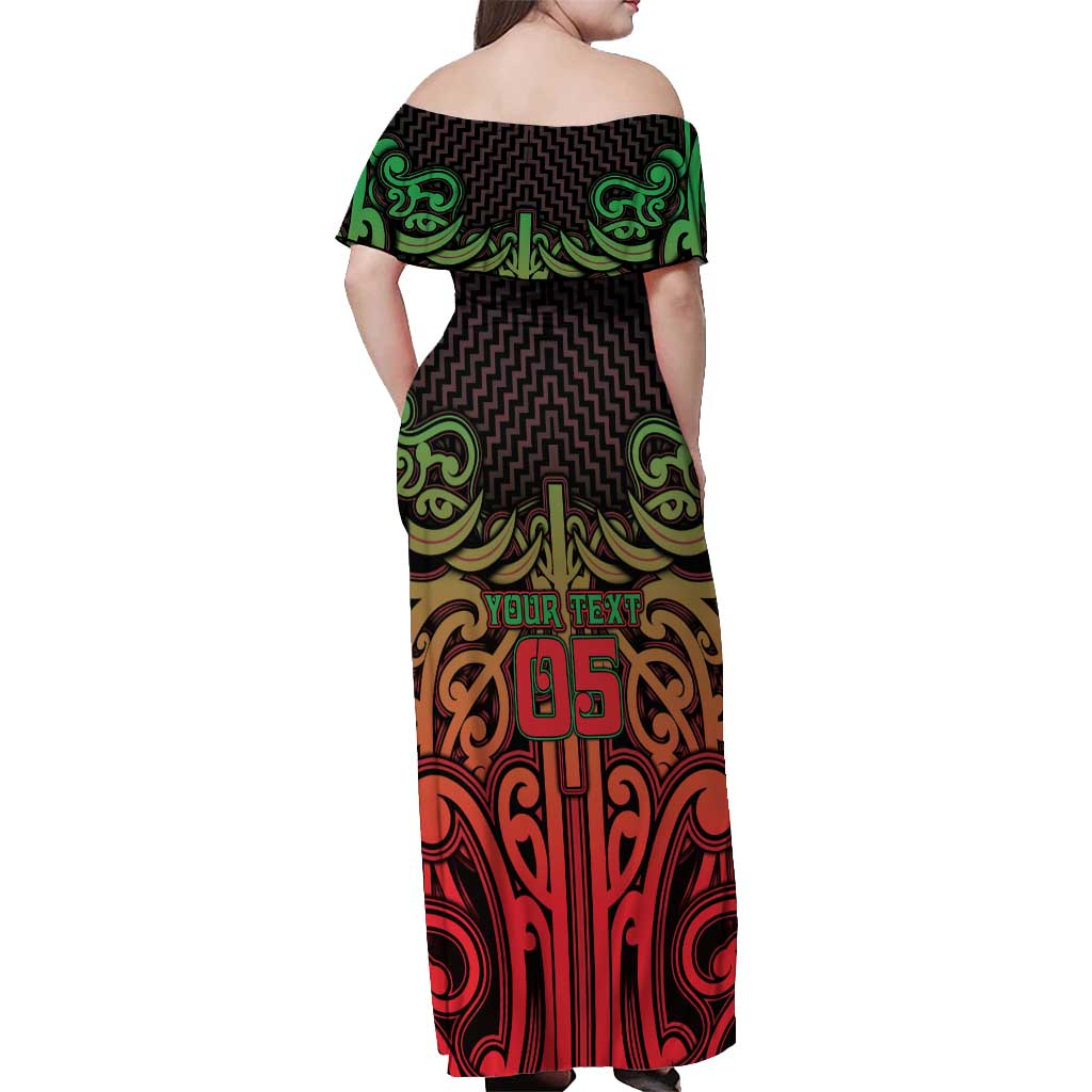 Custom Aotearoa Tuhoe Off Shoulder Maxi Dress Maori Tribal Pattern Mix Poutama