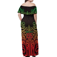 Custom Aotearoa Tuhoe Off Shoulder Maxi Dress Maori Tribal Pattern Mix Poutama