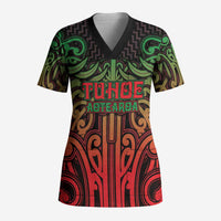 Custom Aotearoa Tuhoe Scrub Top Maori Tribal Pattern Mix Poutama
