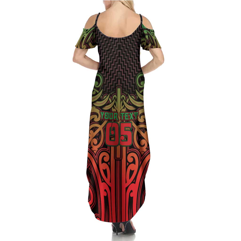 Custom Aotearoa Tuhoe Summer Maxi Dress Maori Tribal Pattern Mix Poutama