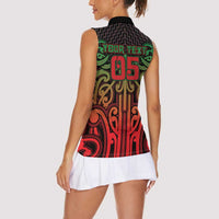 Custom Aotearoa Tuhoe Women Sleeveless Polo Shirt Maori Tribal Pattern Mix Poutama