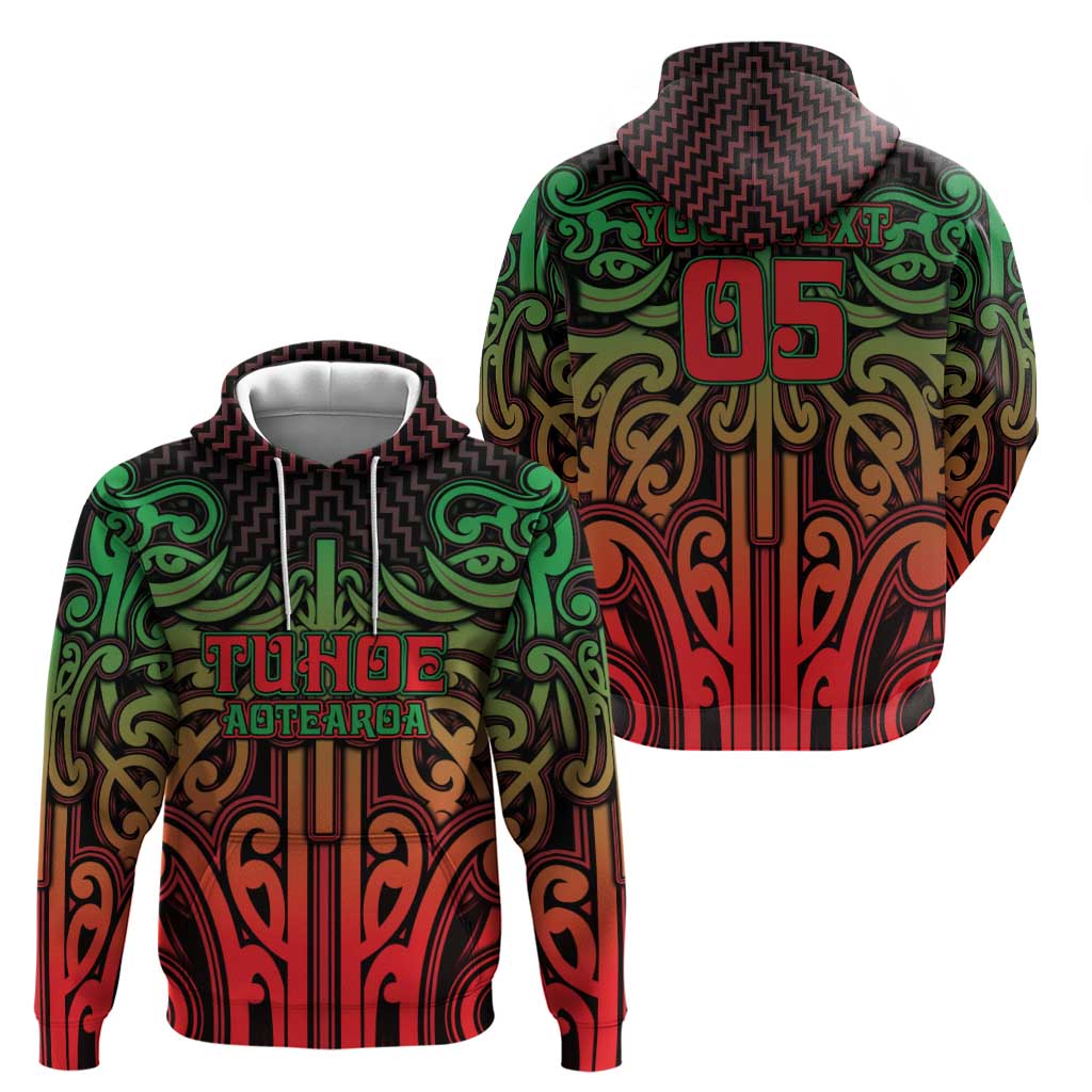 Custom Aotearoa Tuhoe Zip Hoodie Maori Tribal Pattern Mix Poutama LT05 - Polynesian Pride