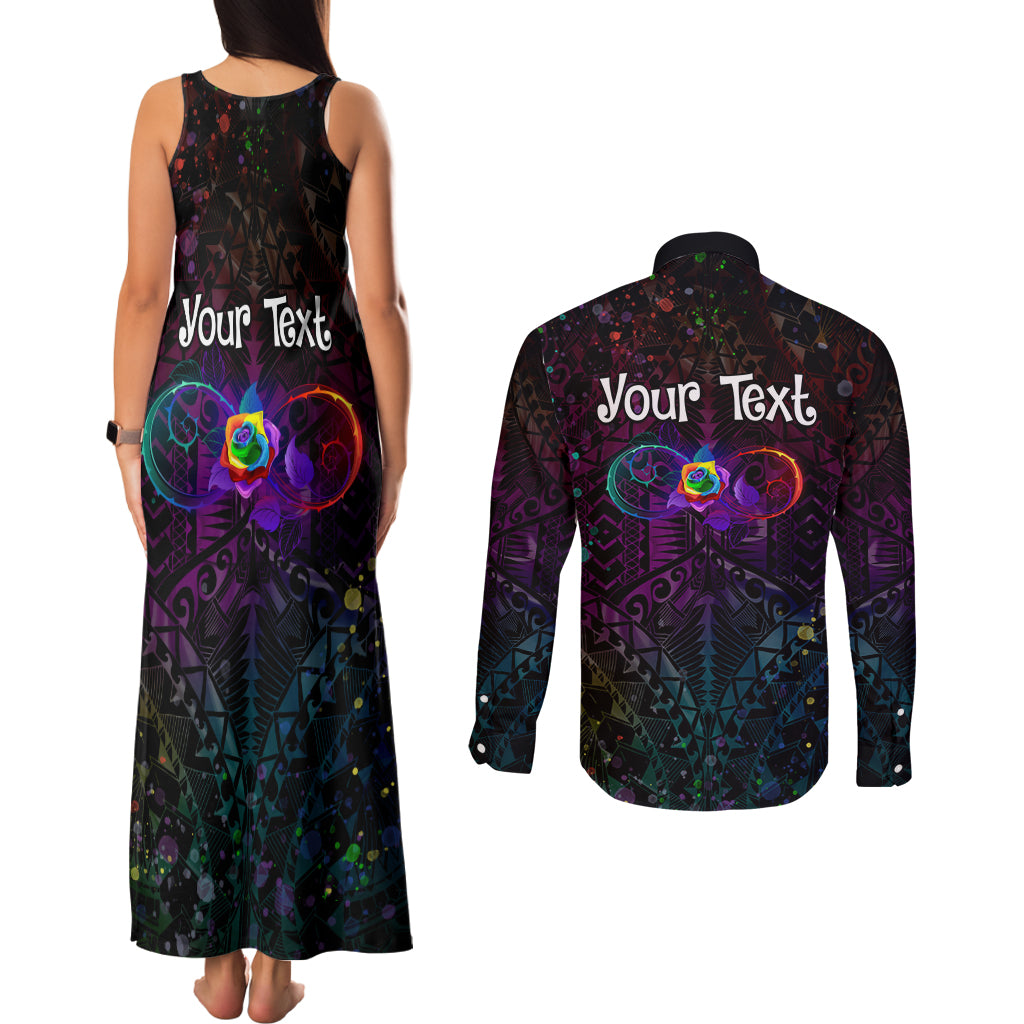 I See Your True Colors Personalised Couples Matching Tank Maxi Dress and Long Sleeve Button Shirt Autism Awareness