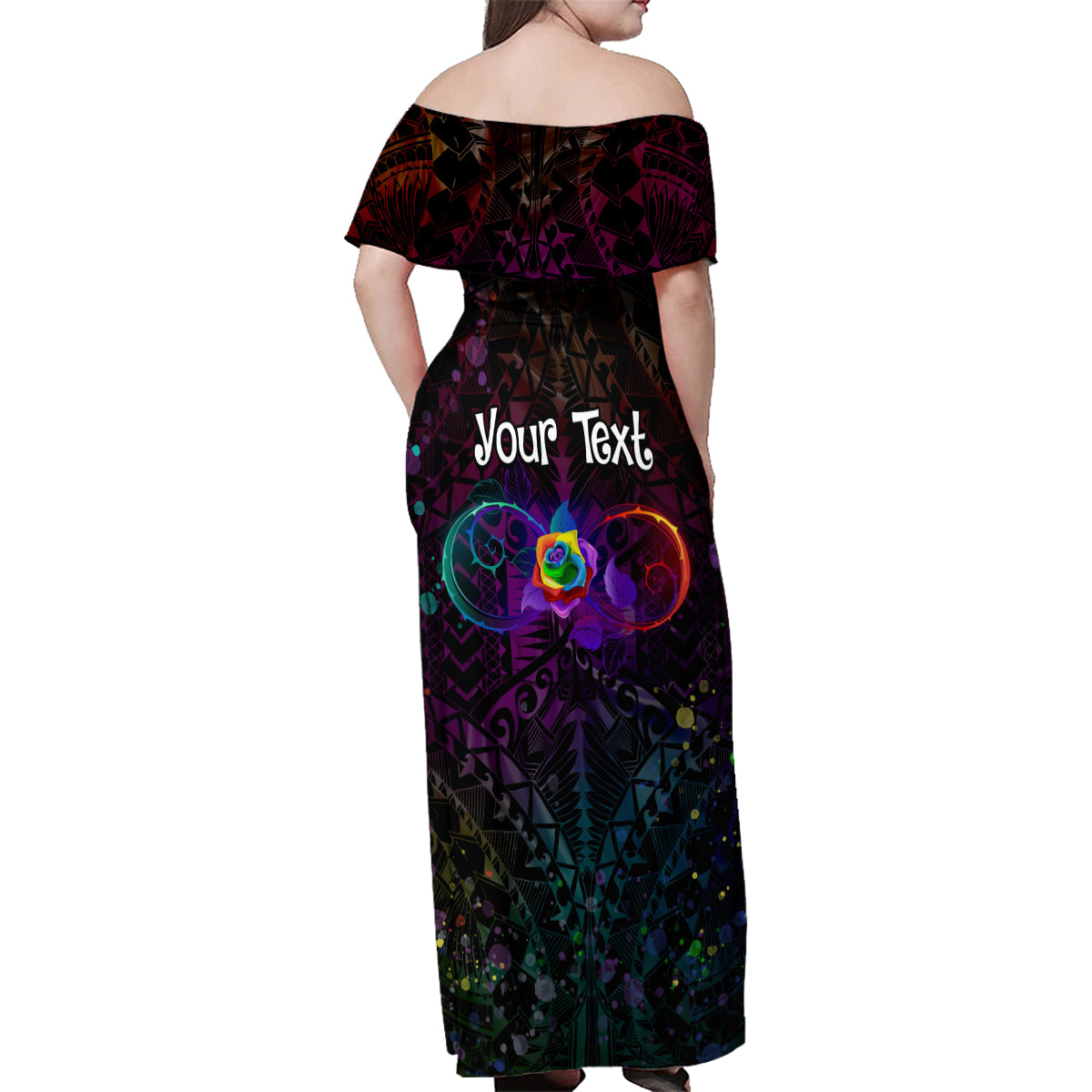 I See Your True Colors Personalised Family Matching Off Shoulder Maxi Dress and Hawaiian Shirt Autism Awareness