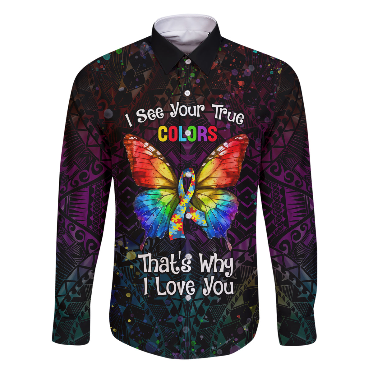 I See Your True Colors Personalised Family Matching Short Sleeve Bodycon Dress and Hawaiian Shirt Autism Awareness