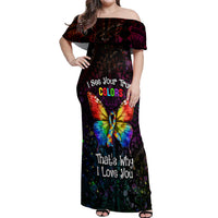 I See Your True Colors Personalised Off Shoulder Maxi Dress Autism Awareness