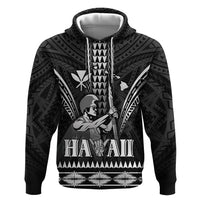 Personalised Hawaii Happy King Kamehameha Day Hoodie Kakau Pattern LT05 Pullover Hoodie Black - Polynesian Pride
