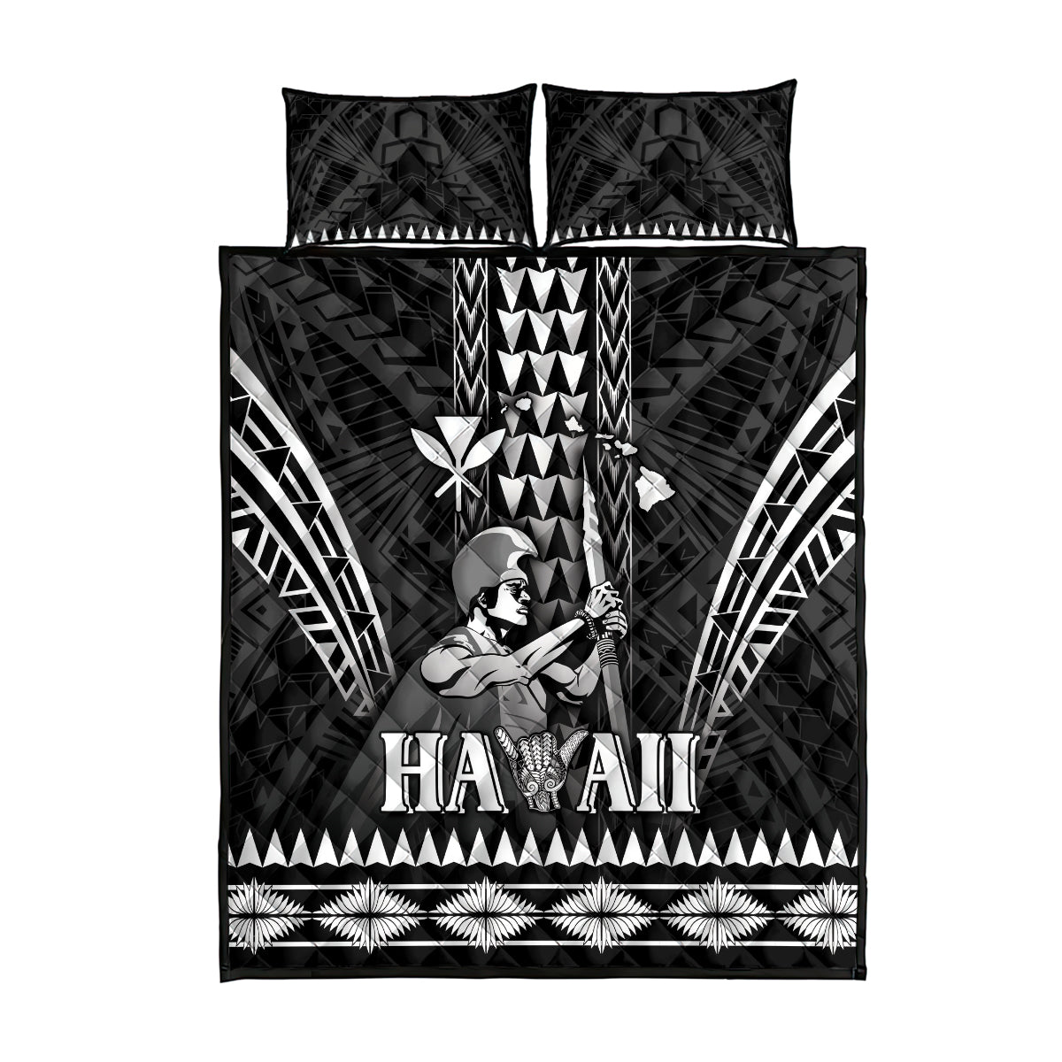 Hawaii Happy King Kamehameha Day Quilt Bed Set Kakau Pattern