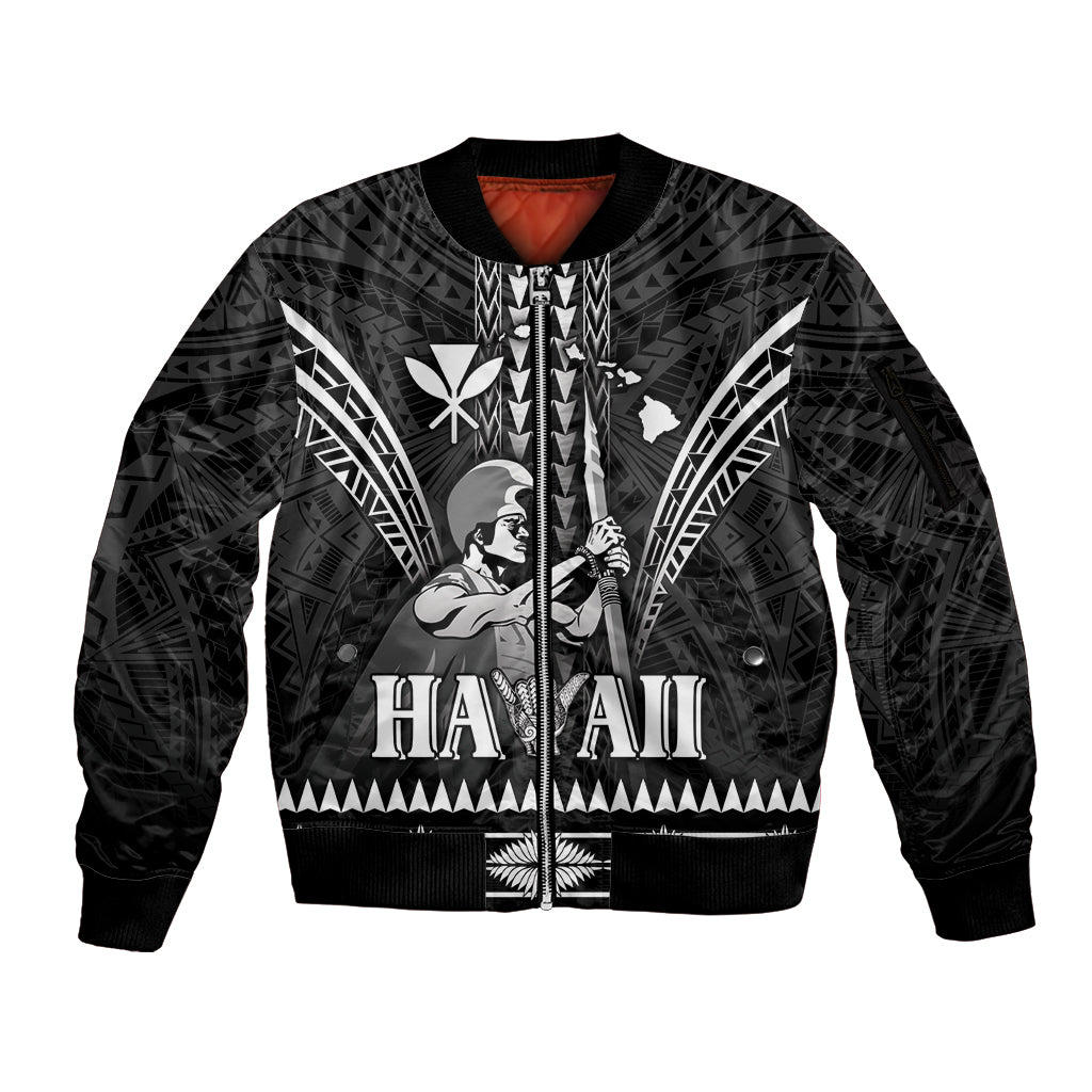 Personalised Hawaii Happy King Kamehameha Day Sleeve Zip Bomber Jacket Kakau Pattern