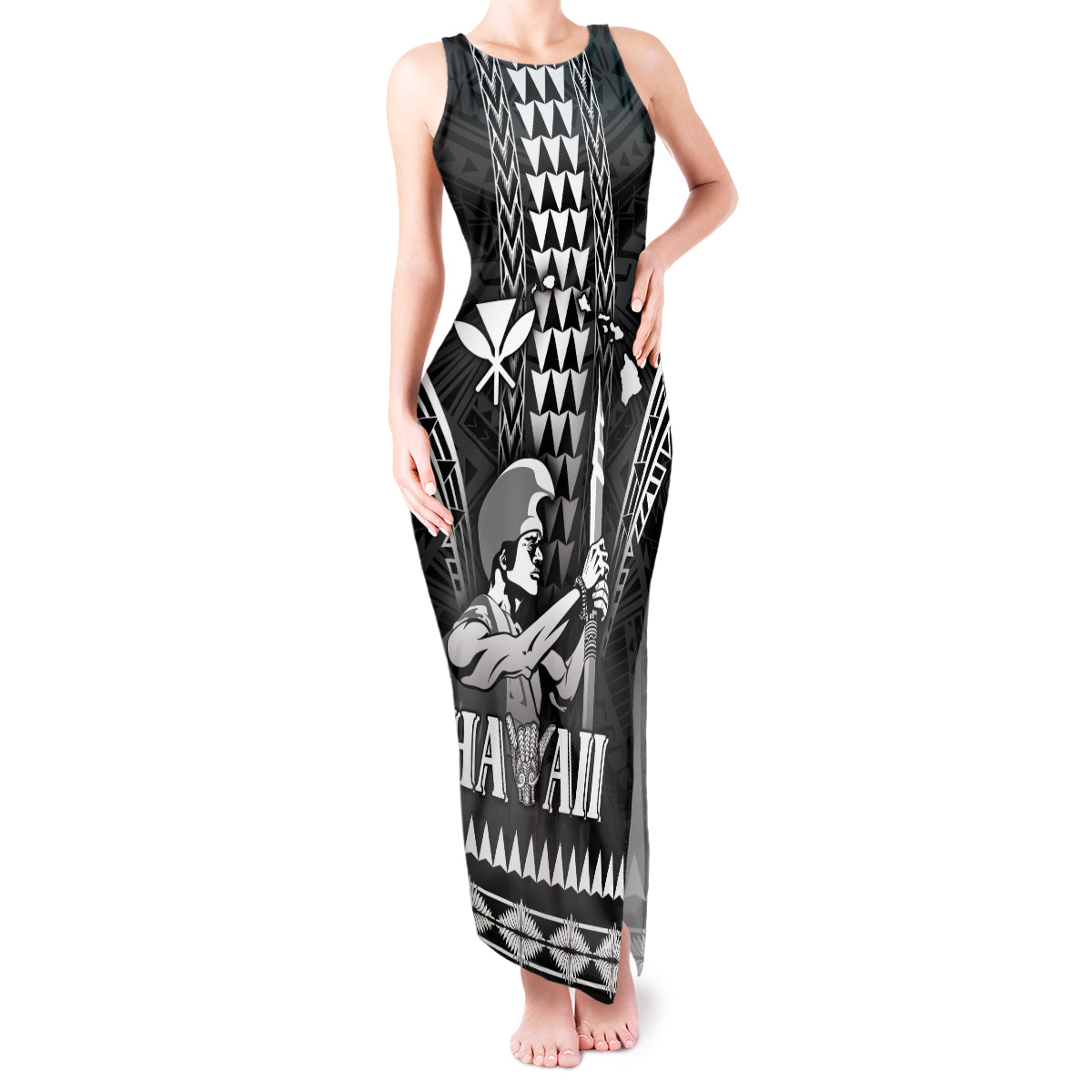 Personalised Hawaii Happy King Kamehameha Day Tank Maxi Dress Kakau Pattern