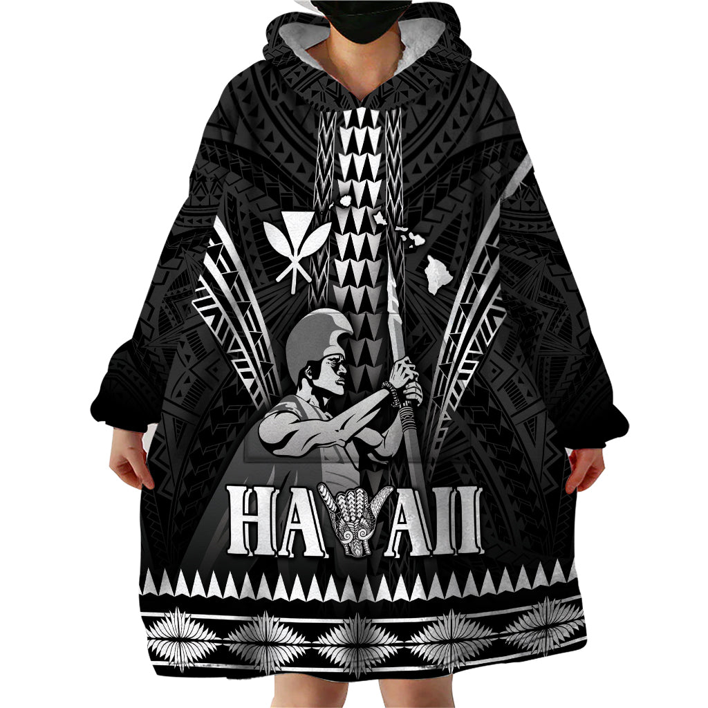 Personalised Hawaii Happy King Kamehameha Day Wearable Blanket Hoodie Kakau Pattern