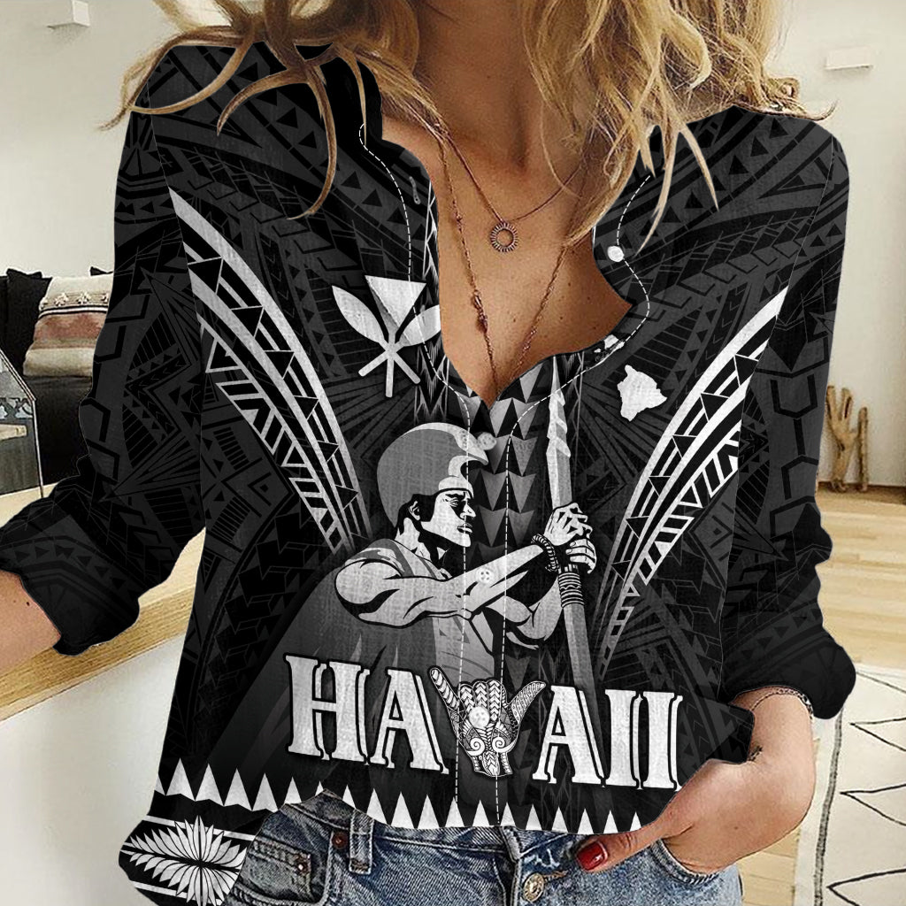 Personalised Hawaii Happy King Kamehameha Day Women Casual Shirt Kakau Pattern