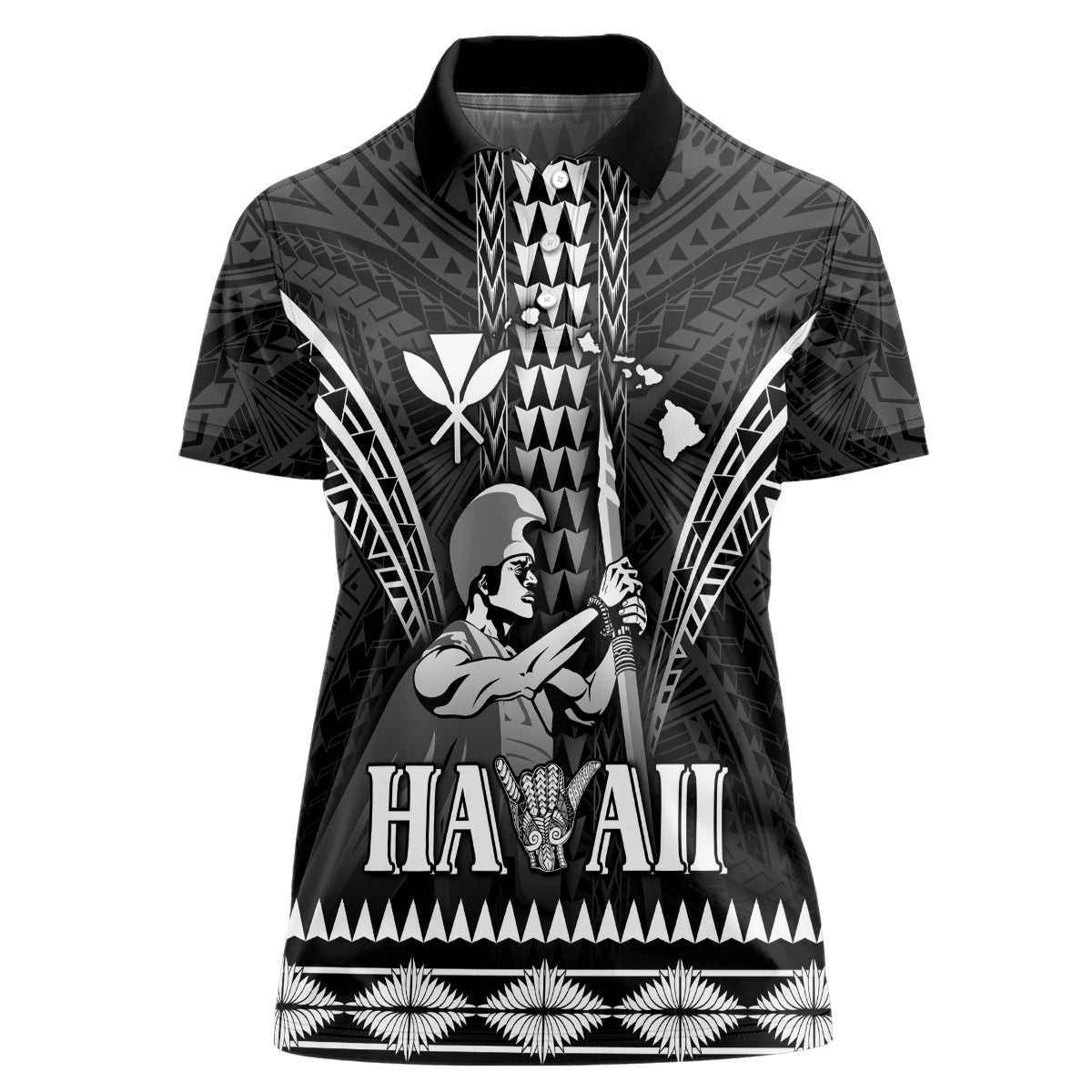 Personalised Hawaii Happy King Kamehameha Day Women Polo Shirt Kakau Pattern