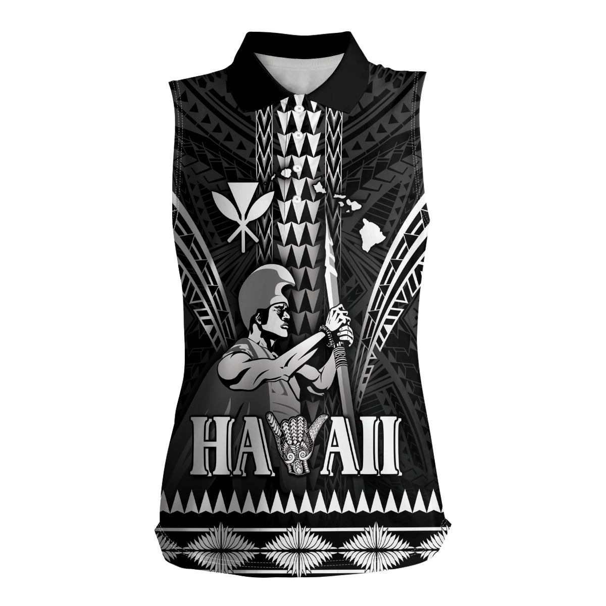 Personalised Hawaii Happy King Kamehameha Day Women Sleeveless Polo Shirt Kakau Pattern