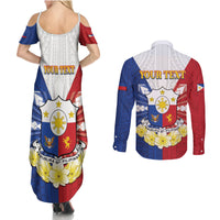 Personalised Philippines Independence Day Couples Matching Summer Maxi Dress and Long Sleeve Button Shirt Maligayang Araw ng Kalayaan Filipino Carabao