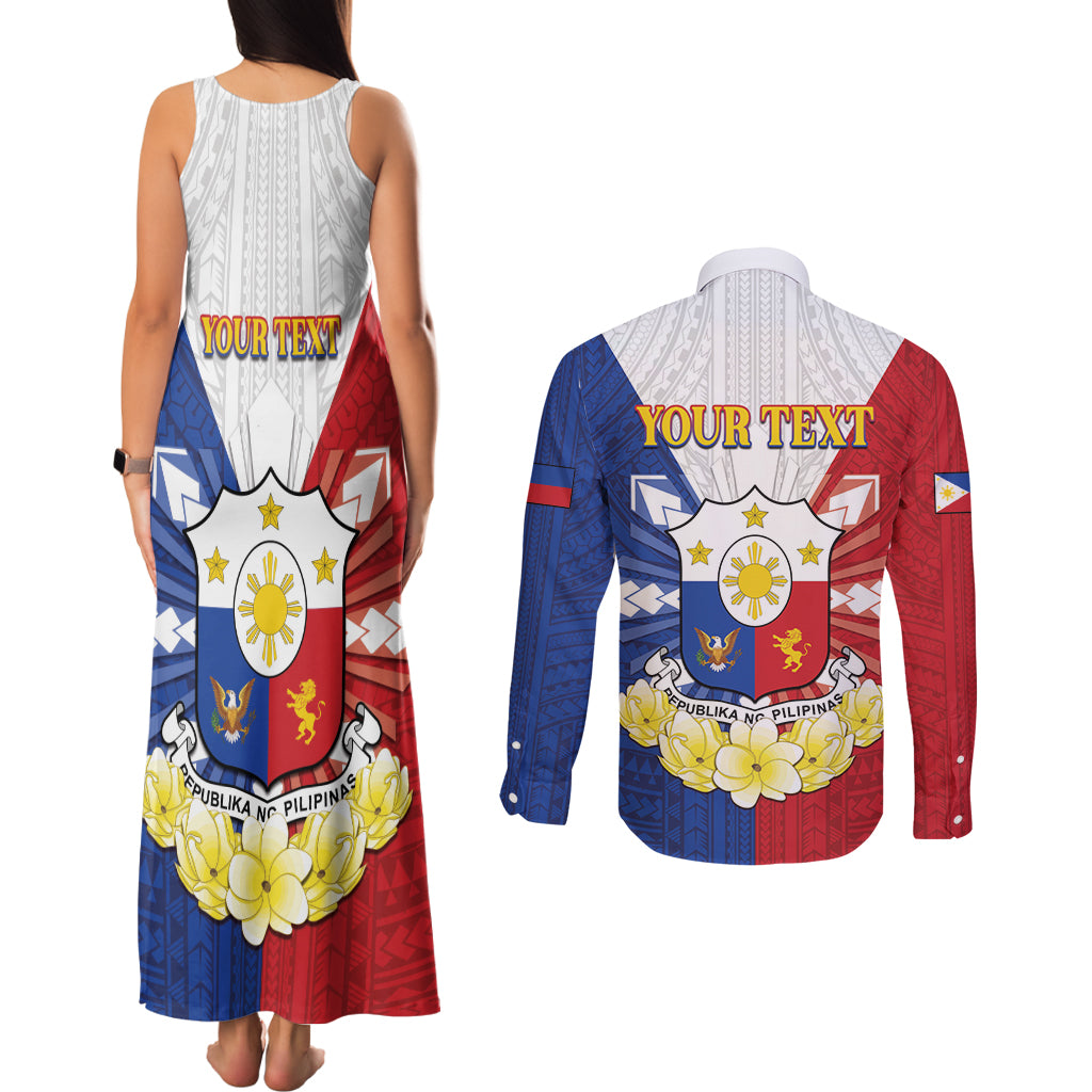 Personalised Philippines Independence Day Couples Matching Tank Maxi Dress and Long Sleeve Button Shirt Maligayang Araw ng Kalayaan Filipino Carabao