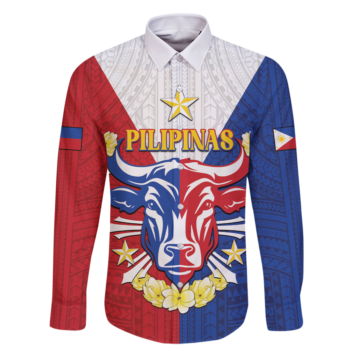 Personalised Philippines Independence Day Family Matching Long Sleeve Bodycon Dress and Hawaiian Shirt Maligayang Araw ng Kalayaan Filipino Carabao LT05 Dad's Shirt - Long Sleeve Red - Polynesian Pride