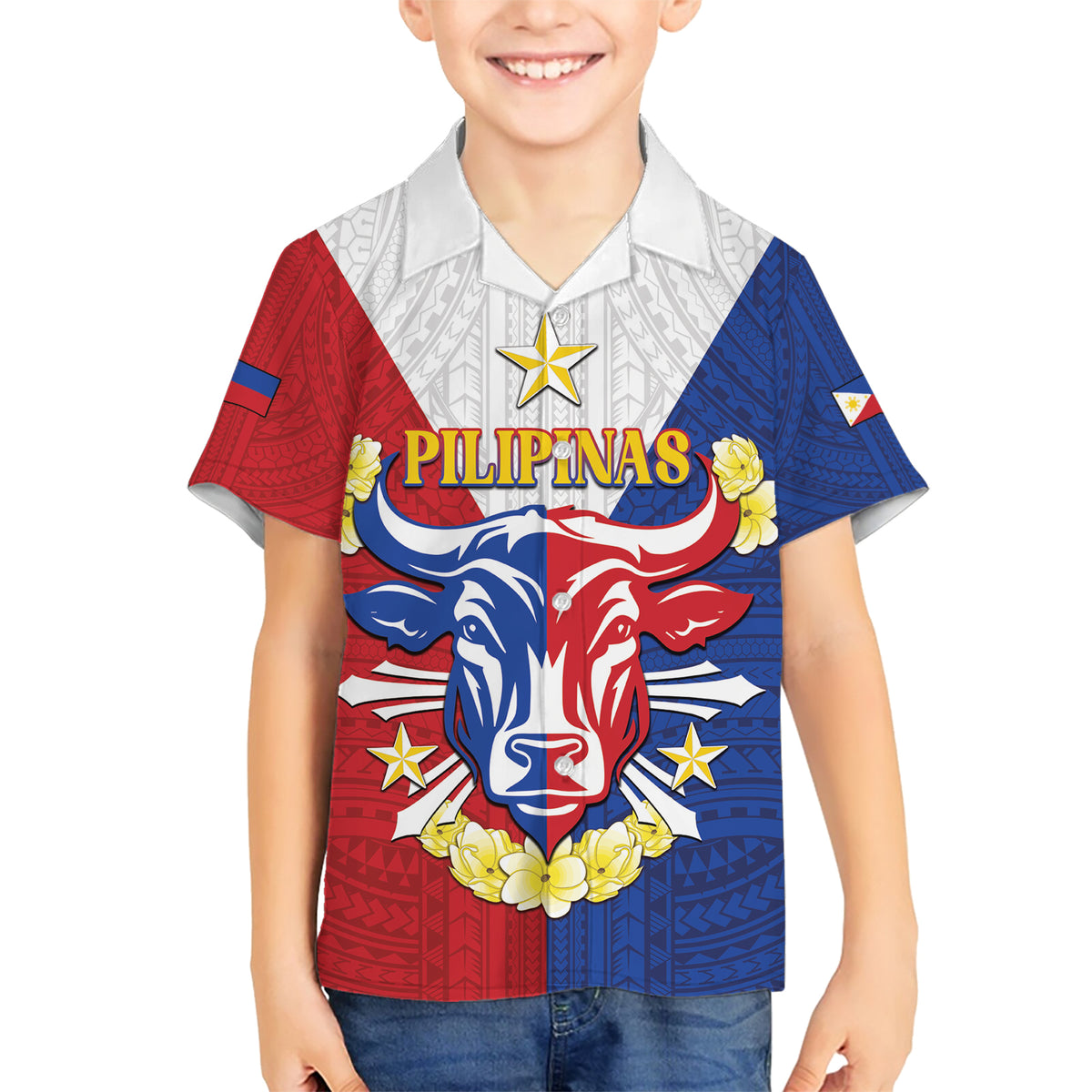 Personalised Philippines Independence Day Family Matching Short Sleeve Bodycon Dress and Hawaiian Shirt Maligayang Araw ng Kalayaan Filipino Carabao LT05 Son's Shirt Red - Polynesian Pride