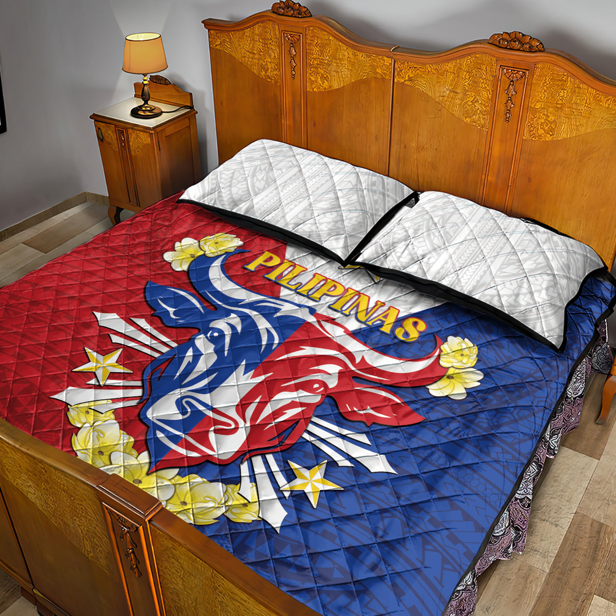 Philippines Independence Day Quilt Bed Set Maligayang Araw ng Kalayaan Filipino Carabao