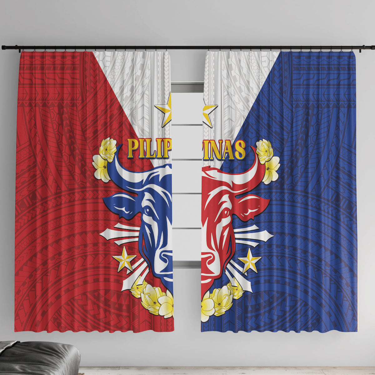 Philippines Independence Day Window Curtain Maligayang Araw ng Kalayaan Filipino Carabao