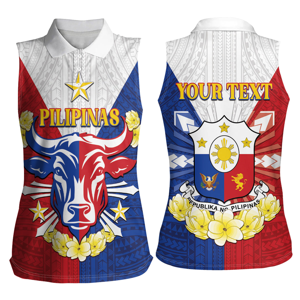 Personalised Philippines Independence Day Women Sleeveless Polo Shirt Maligayang Araw ng Kalayaan Filipino Carabao