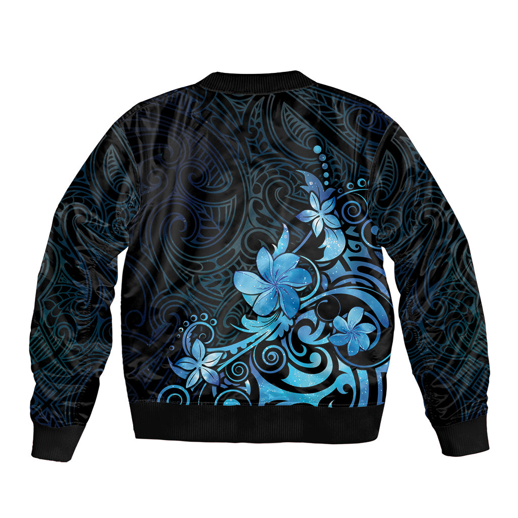 Matariki New Zealand Bomber Jacket Maori Pattern Blue Galaxy
