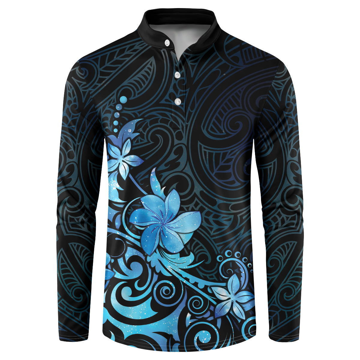 Matariki New Zealand Button Sweatshirt Maori Pattern Blue Galaxy LT05 Blue - Polynesian Pride
