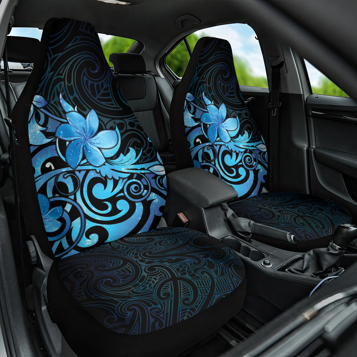 Matariki New Zealand Car Seat Cover Maori Pattern Blue Galaxy