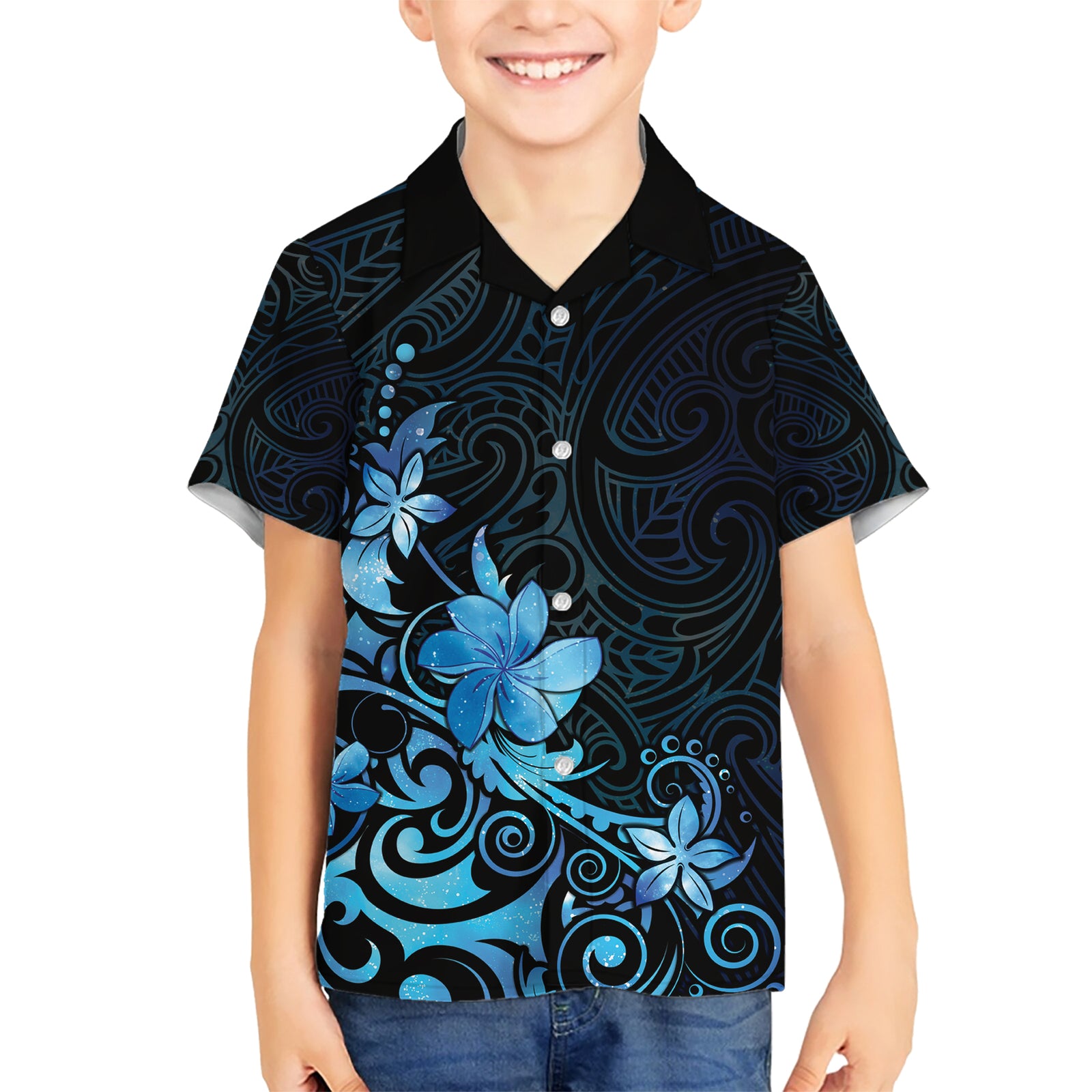 Matariki New Zealand Kid Hawaiian Shirt Maori Pattern Blue Galaxy LT05 Kid Blue - Polynesian Pride