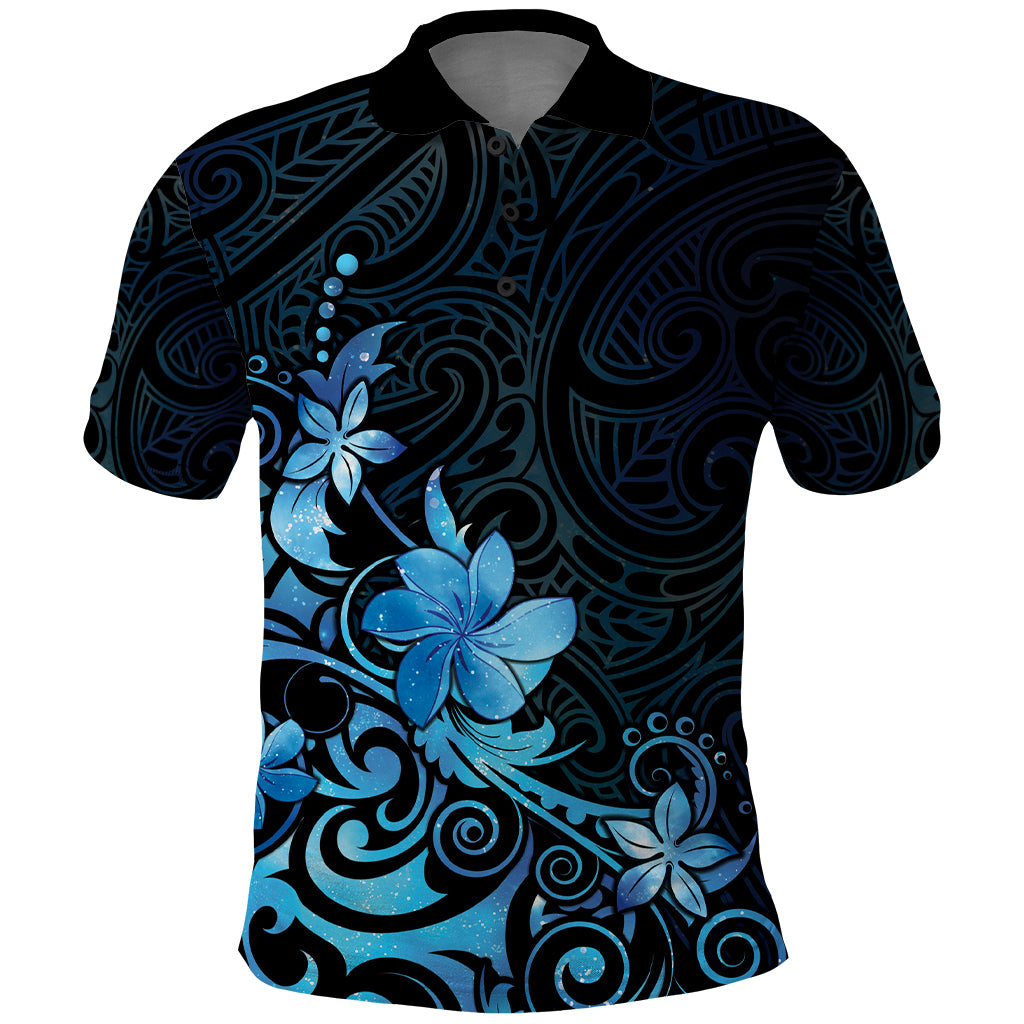 Matariki New Zealand Polo Shirt Maori Pattern Blue Galaxy