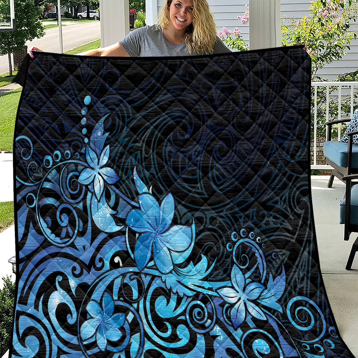 Matariki New Zealand Quilt Maori Pattern Blue Galaxy LT05 Blue - Polynesian Pride