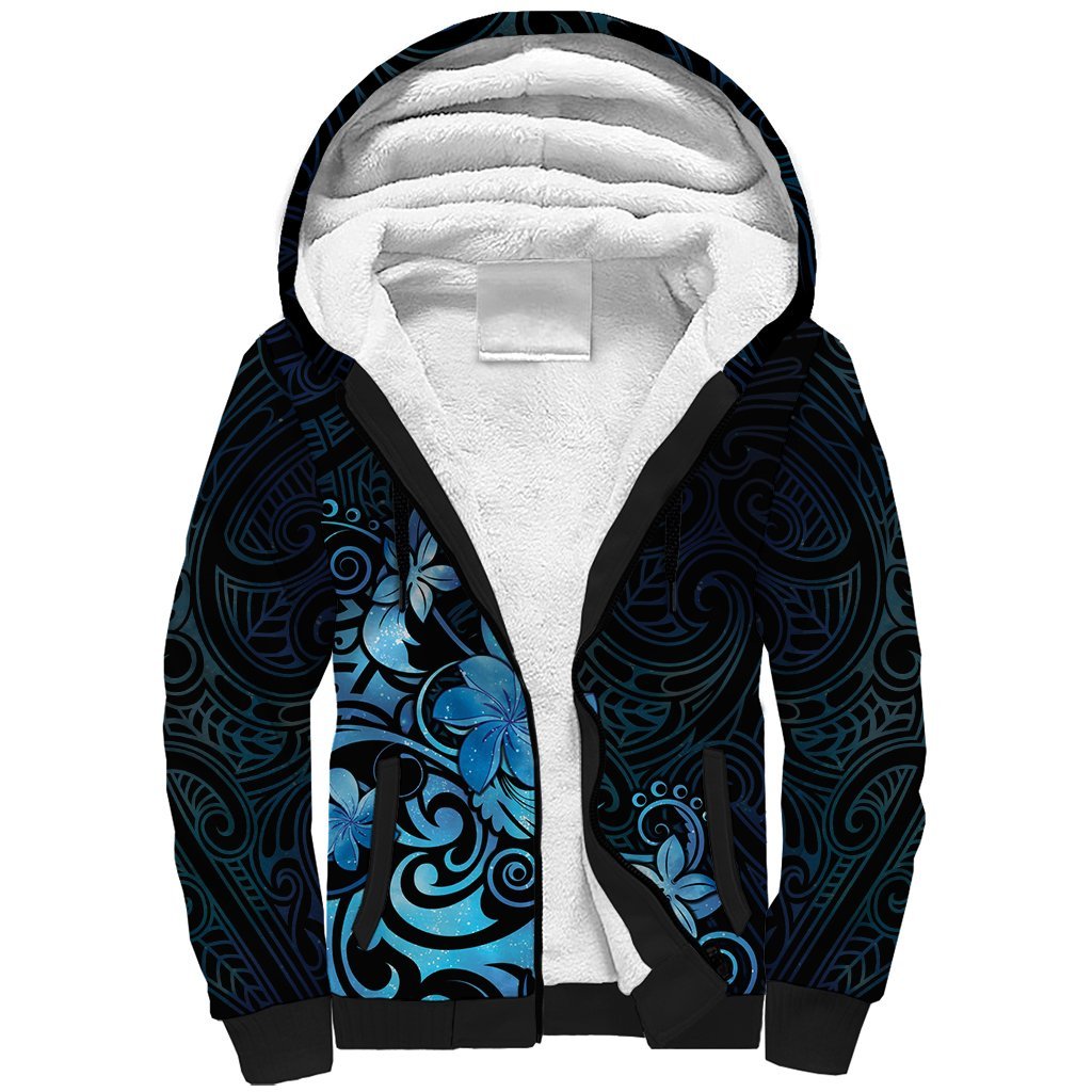 Matariki New Zealand Sherpa Hoodie Maori Pattern Blue Galaxy LT05 Unisex Blue - Polynesian Pride