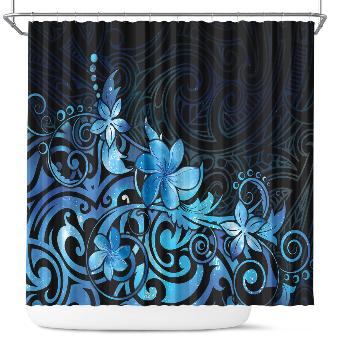 Matariki New Zealand Shower Curtain Maori Pattern Blue Galaxy LT05 Blue - Polynesian Pride
