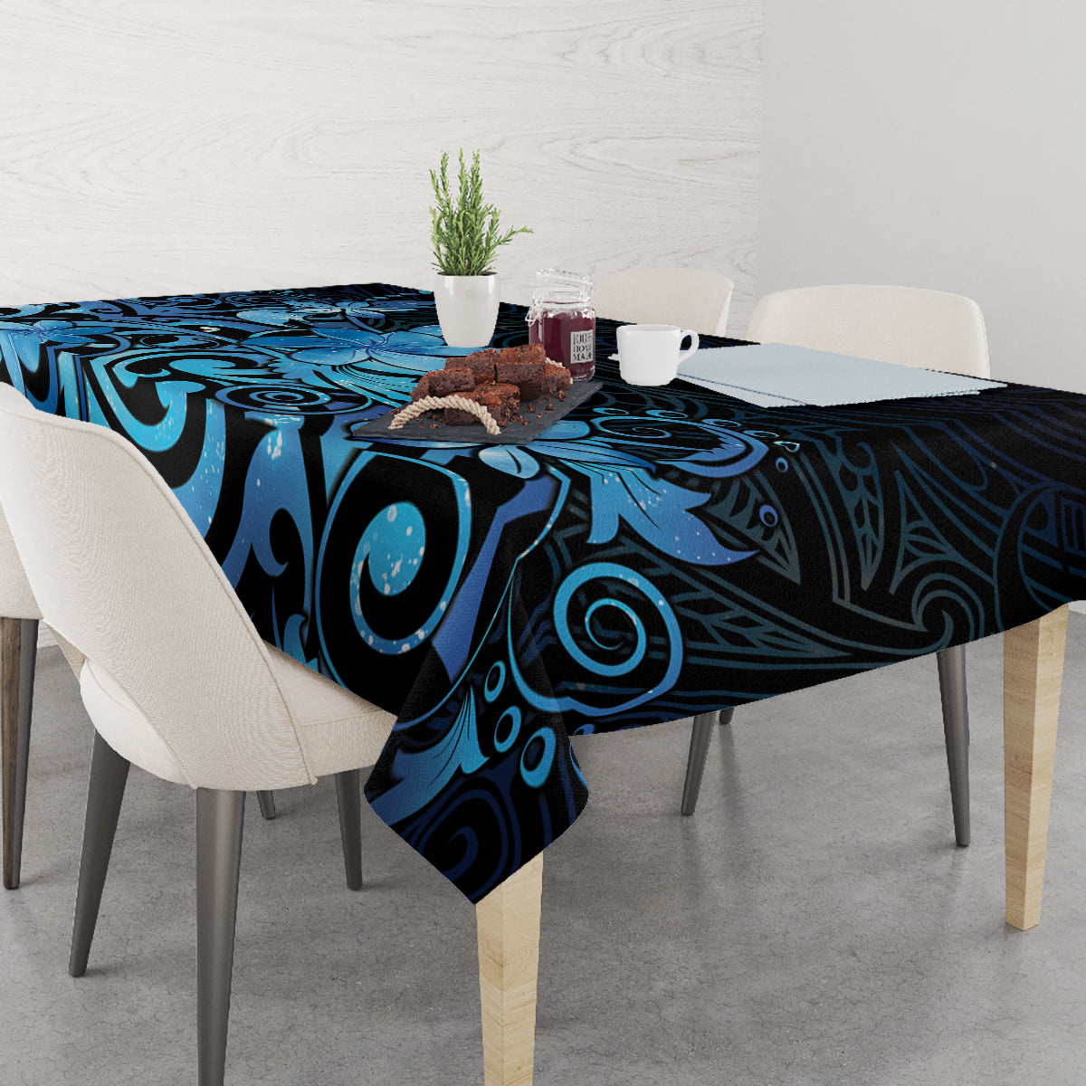 Matariki New Zealand Tablecloth Maori Pattern Blue Galaxy