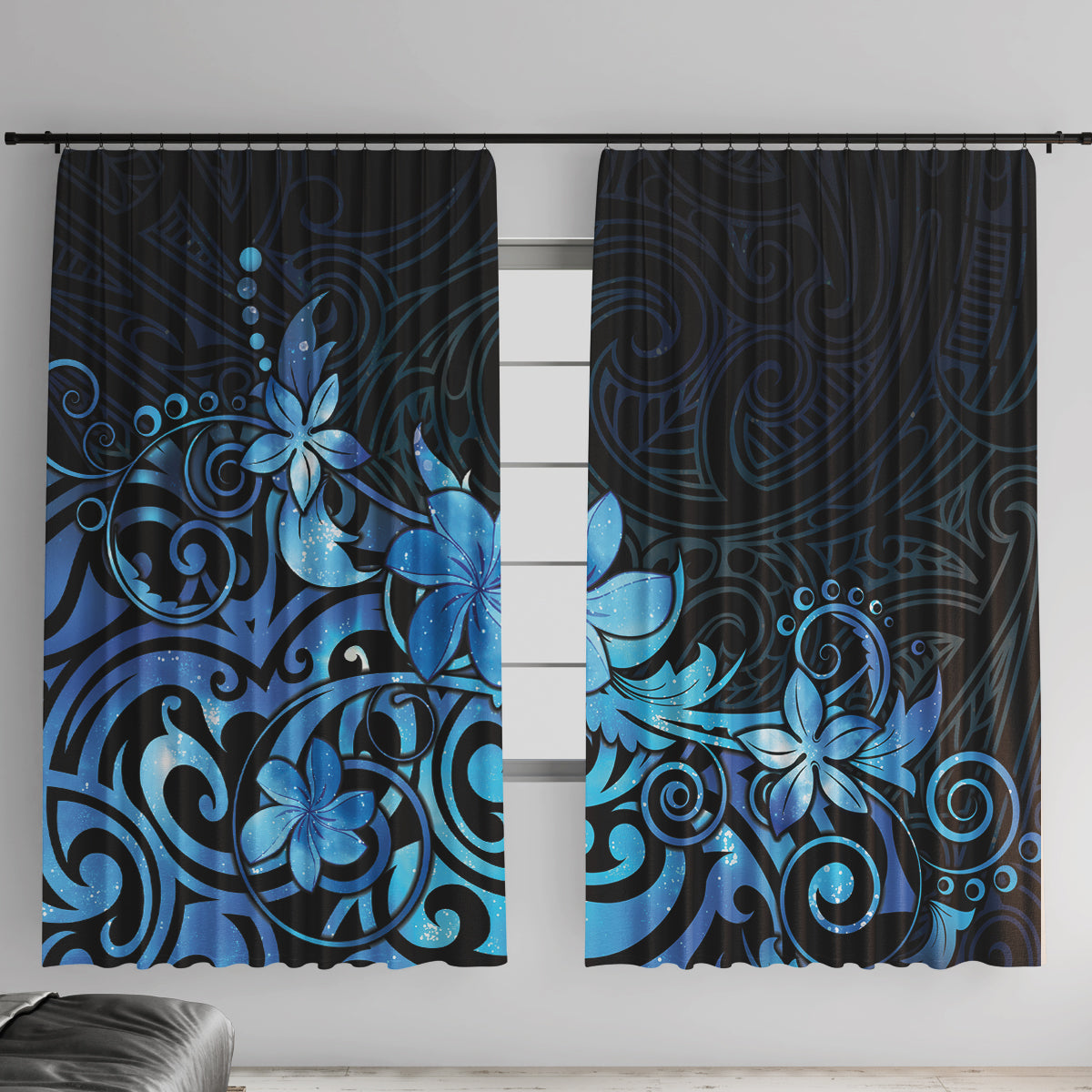 Matariki New Zealand Window Curtain Maori Pattern Blue Galaxy