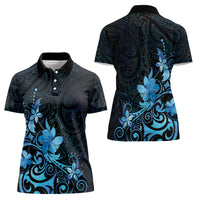 Matariki New Zealand Women Polo Shirt Maori Pattern Blue Galaxy