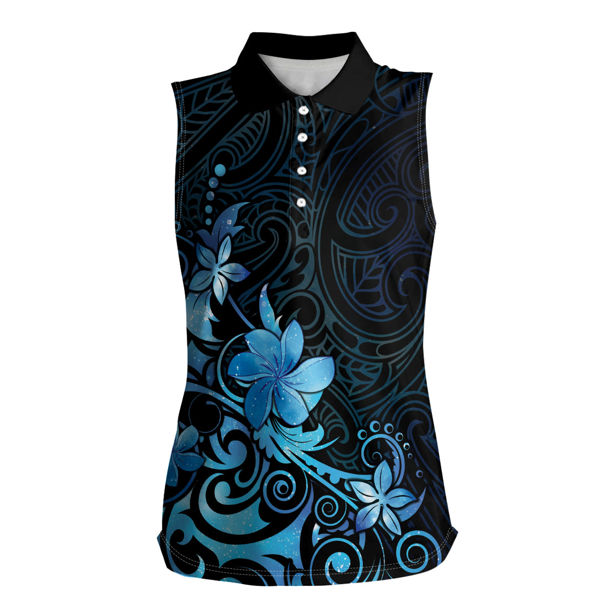 Matariki New Zealand Women Sleeveless Polo Shirt Maori Pattern Blue Galaxy