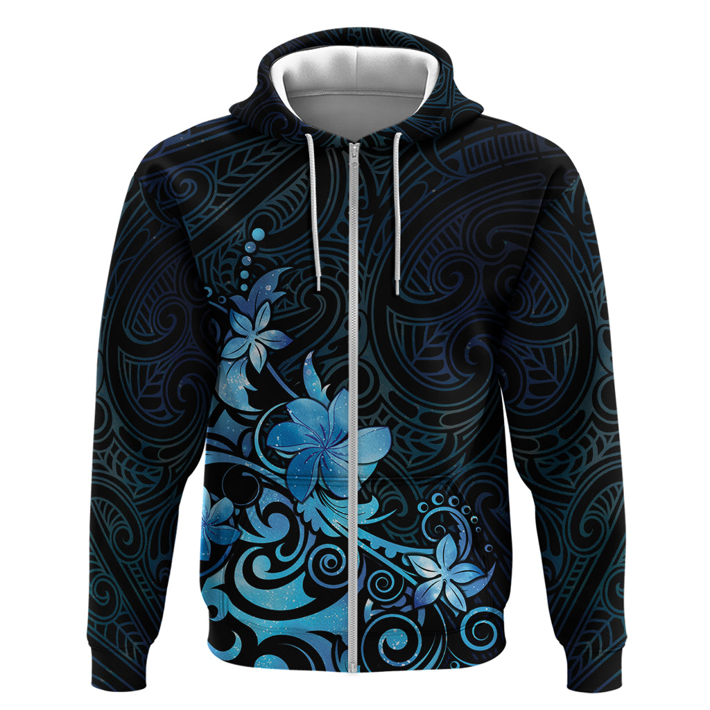 Matariki New Zealand Zip Hoodie Maori Pattern Blue Galaxy LT05 Zip Hoodie Blue - Polynesian Pride