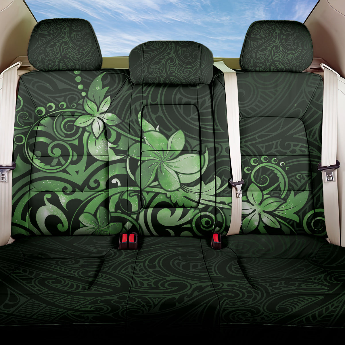Matariki New Zealand Back Car Seat Cover Maori Pattern Green Galaxy