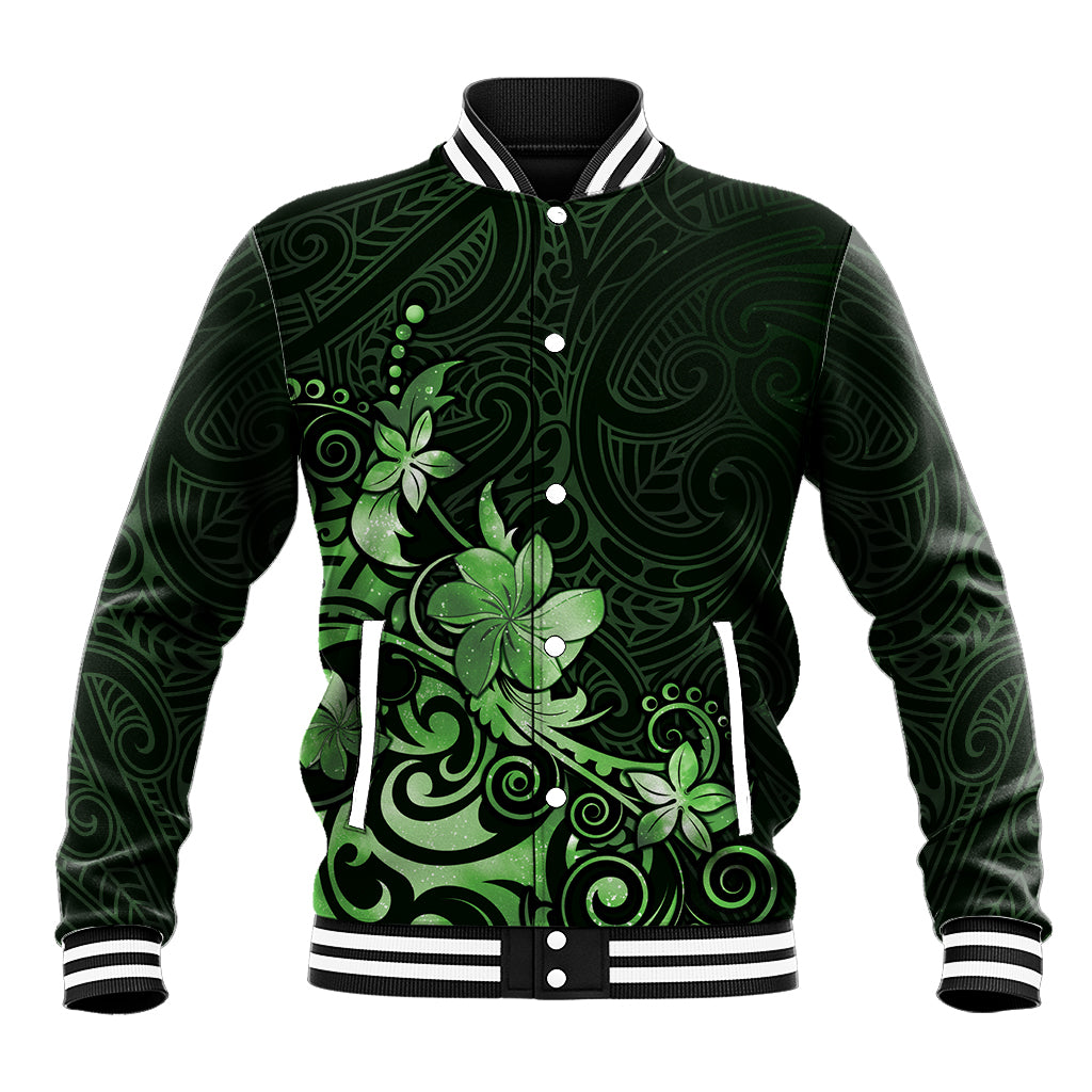 Matariki New Zealand Baseball Jacket Maori Pattern Green Galaxy LT05 Unisex Green - Polynesian Pride