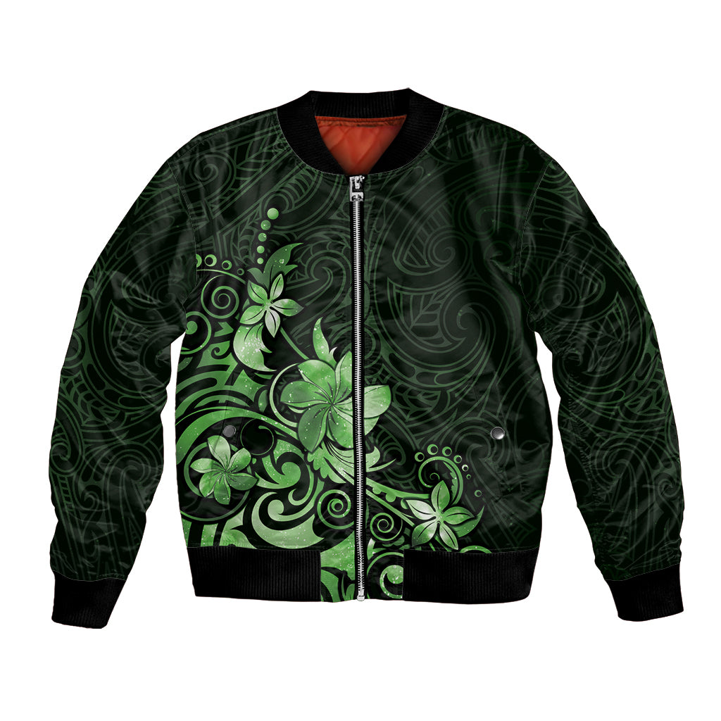 Matariki New Zealand Bomber Jacket Maori Pattern Green Galaxy LT05 Unisex Green - Polynesian Pride