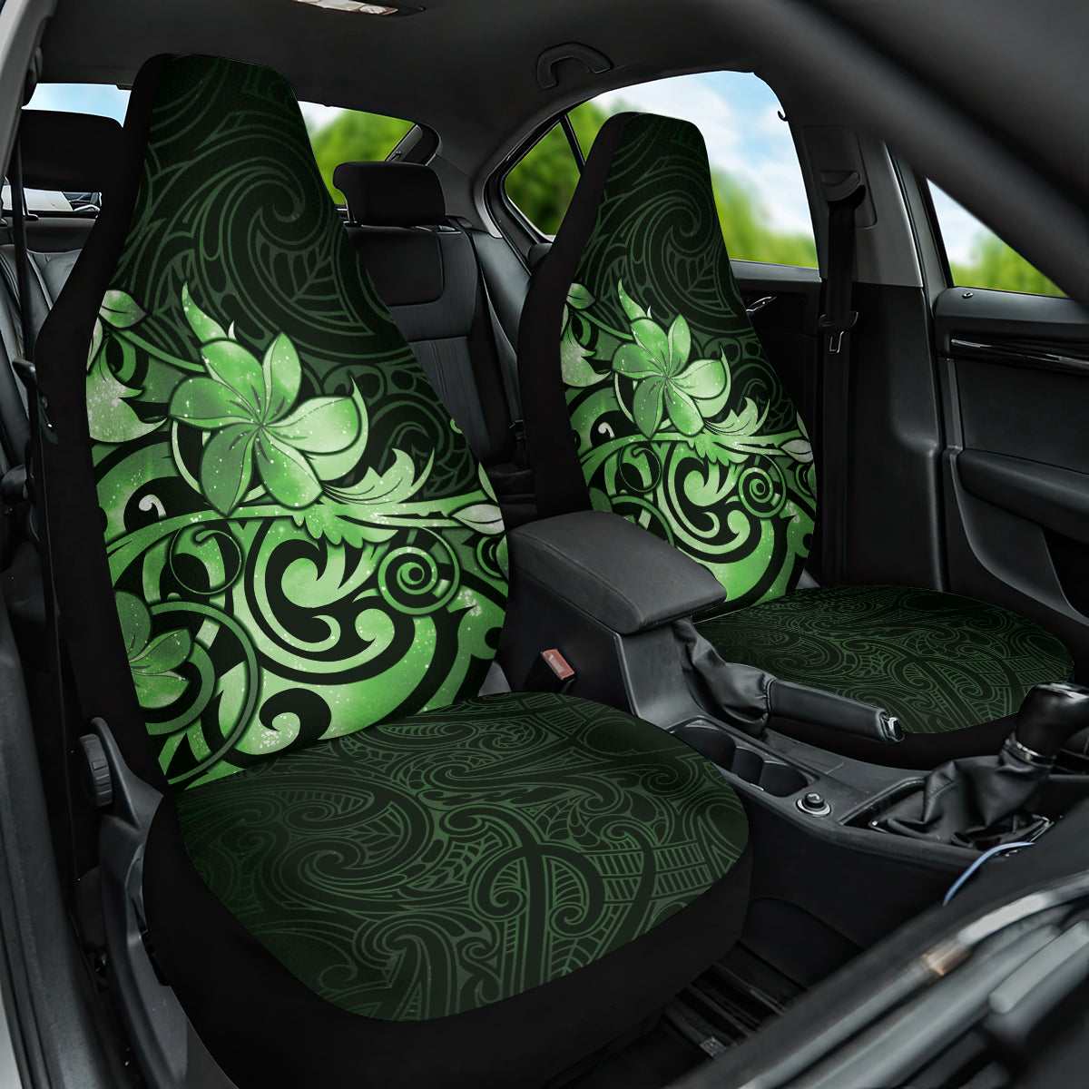 Matariki New Zealand Car Seat Cover Maori Pattern Green Galaxy