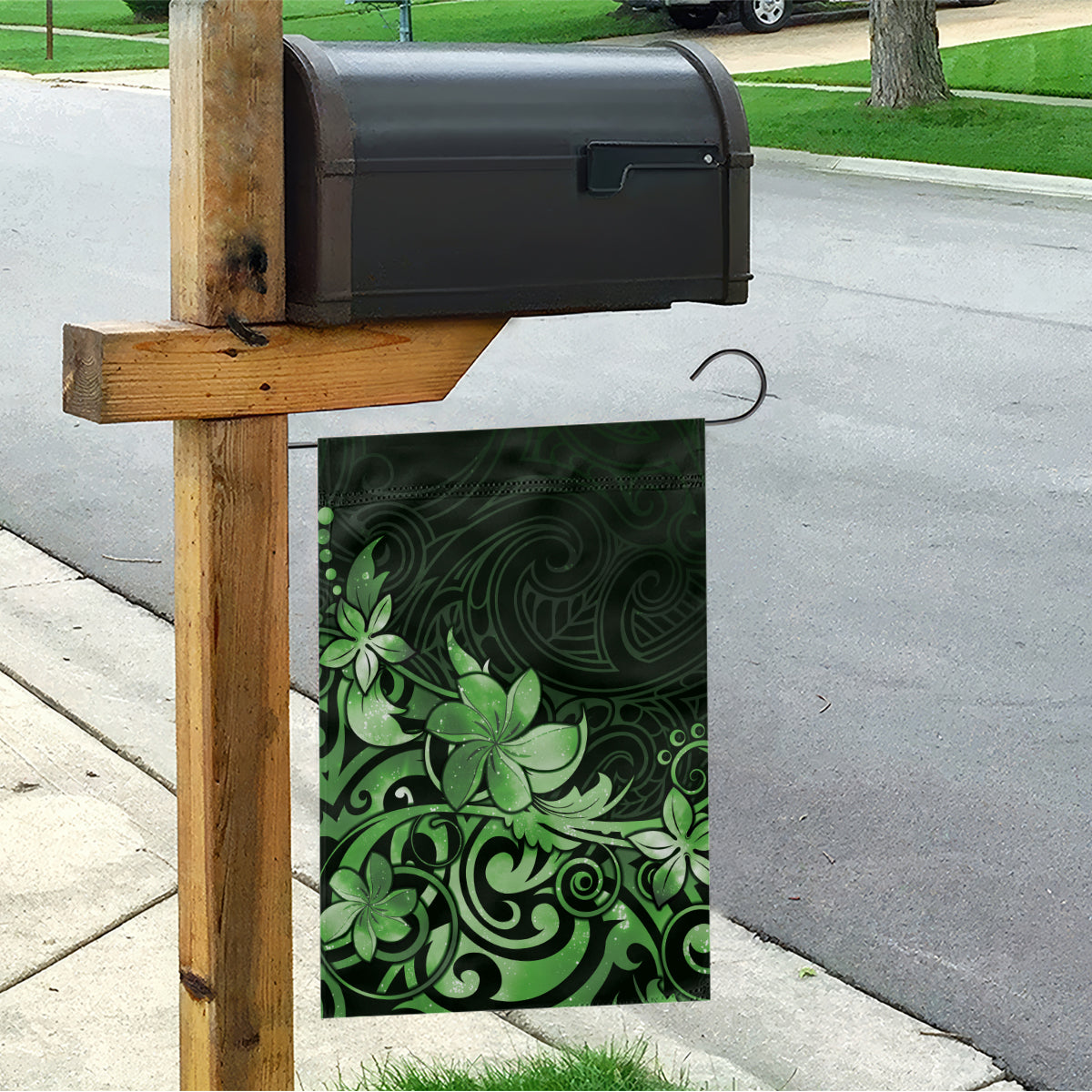 Matariki New Zealand Garden Flag Maori Pattern Green Galaxy